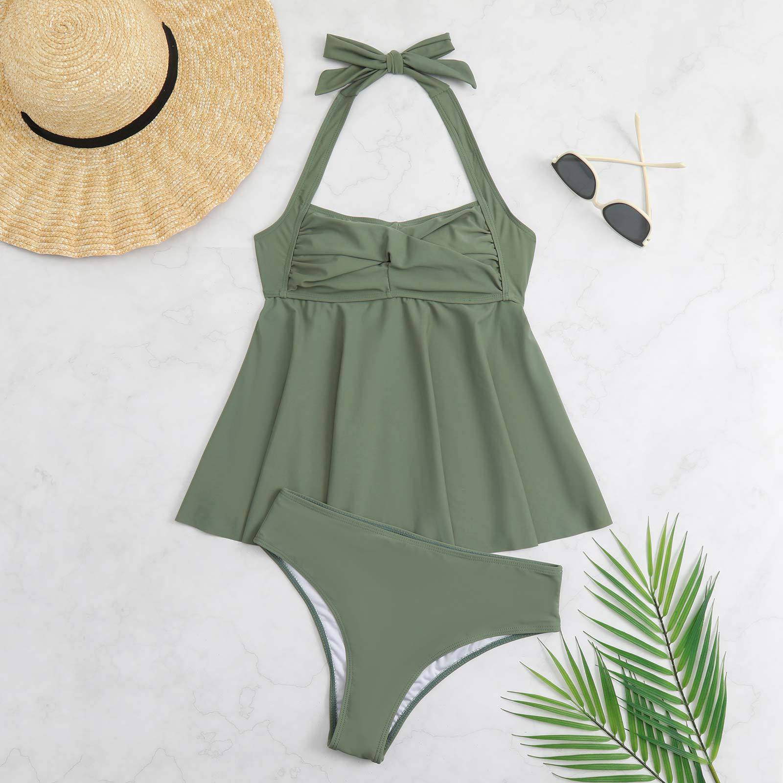 Confidence-Boosting Boho One-Piece Swimsuit for Women  S Army Green 