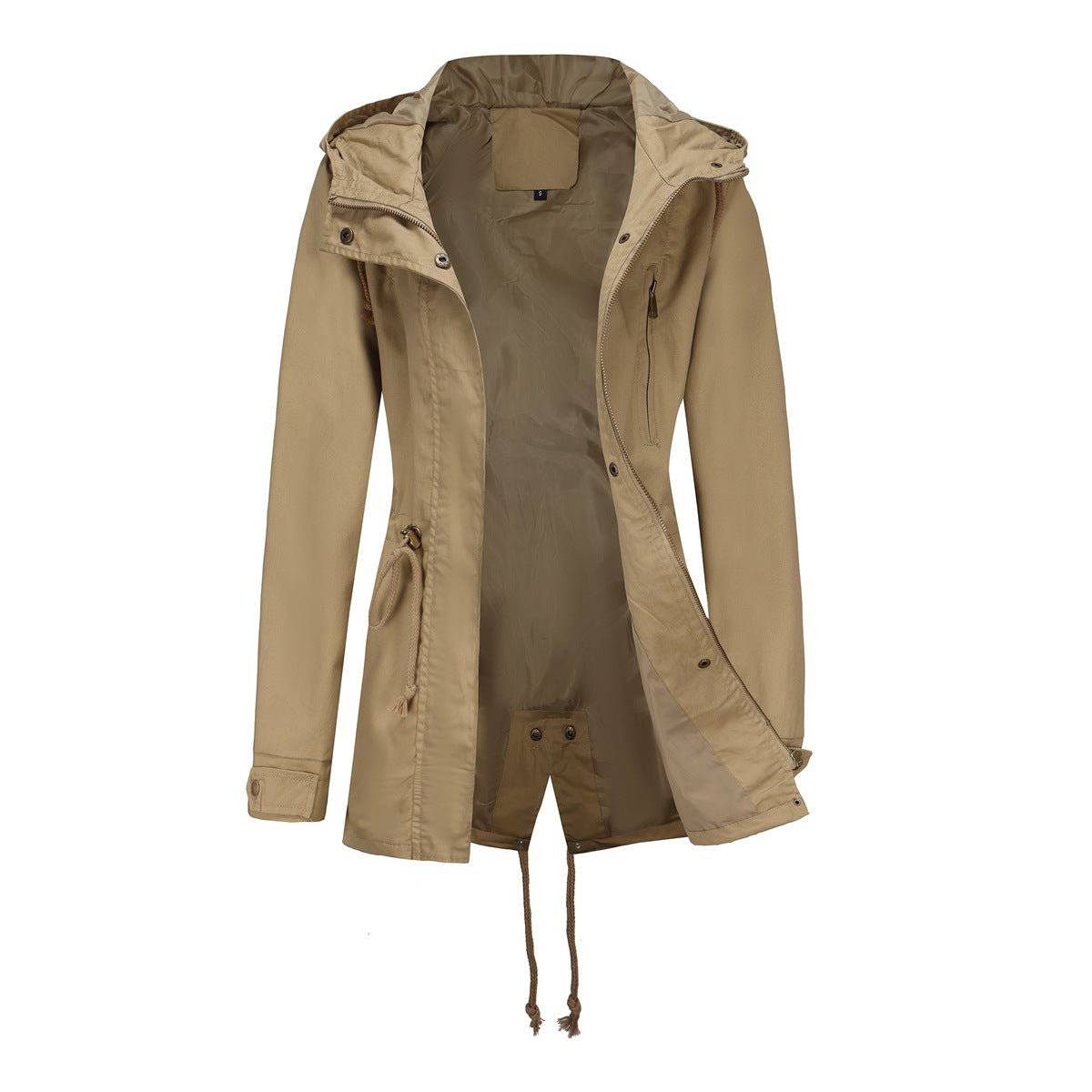 Cotton Anorak Women's Plus Size Spring Autumn Coat  S Apricot 
