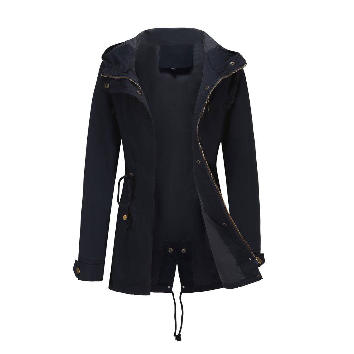 Cotton Anorak Women's Plus Size Spring Autumn Coat  S Navy Blue 