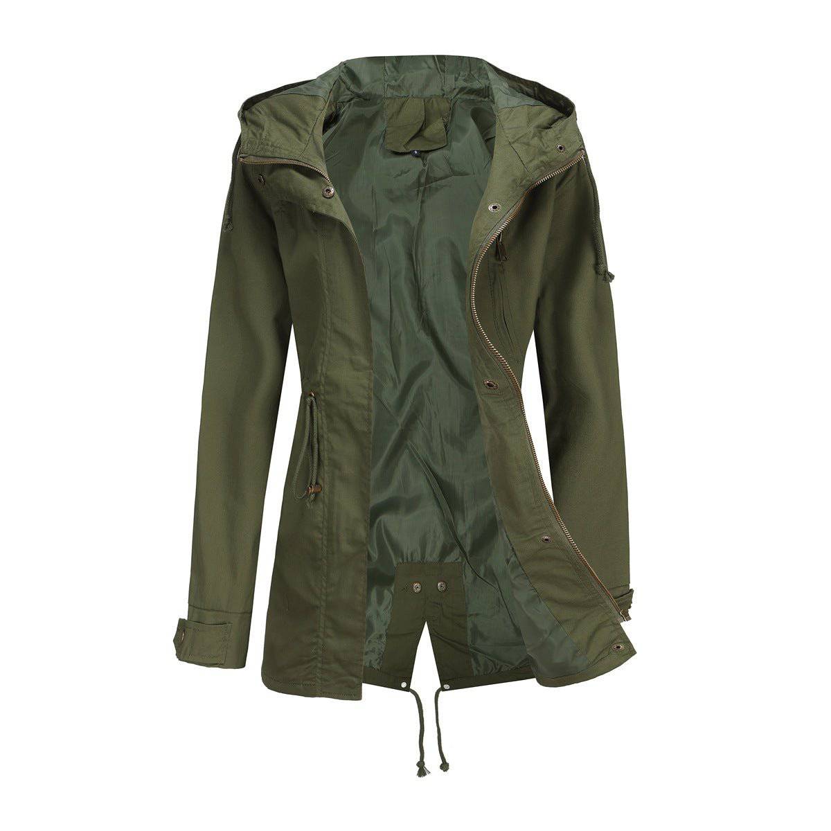 Cotton Anorak Women's Plus Size Spring Autumn Coat  S Army Green 
