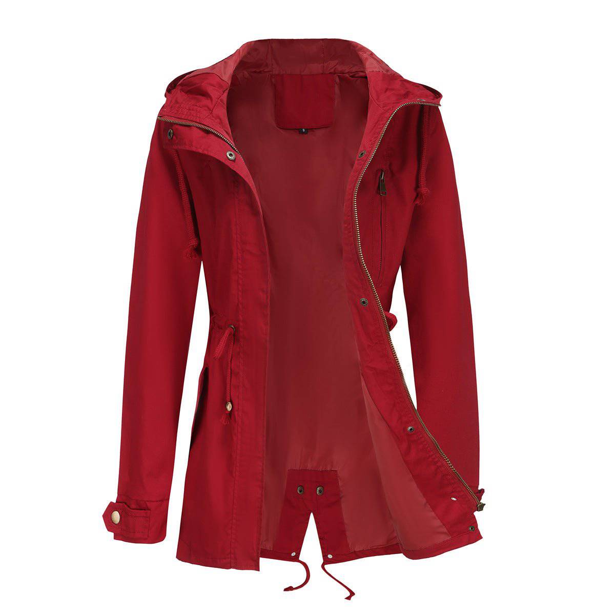 Cotton Anorak Women's Plus Size Spring Autumn Coat  S Burgundy 