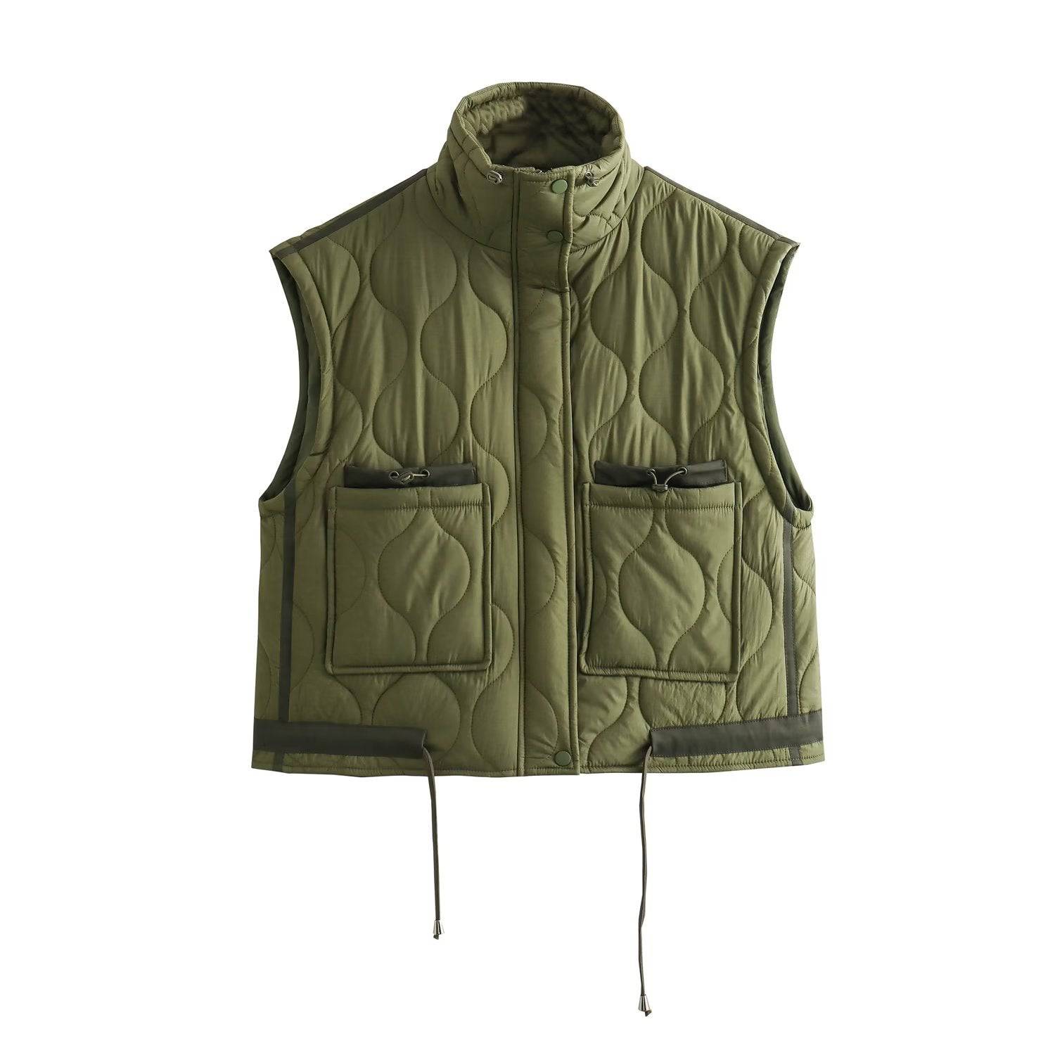 Cozy Autumn Cotton Padded Jacket Vest Coat for Women  S Army Green 