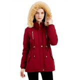 Cozy Autumn Winter Women's Lambskin Cotton-Padded Coat with Removable Hat    