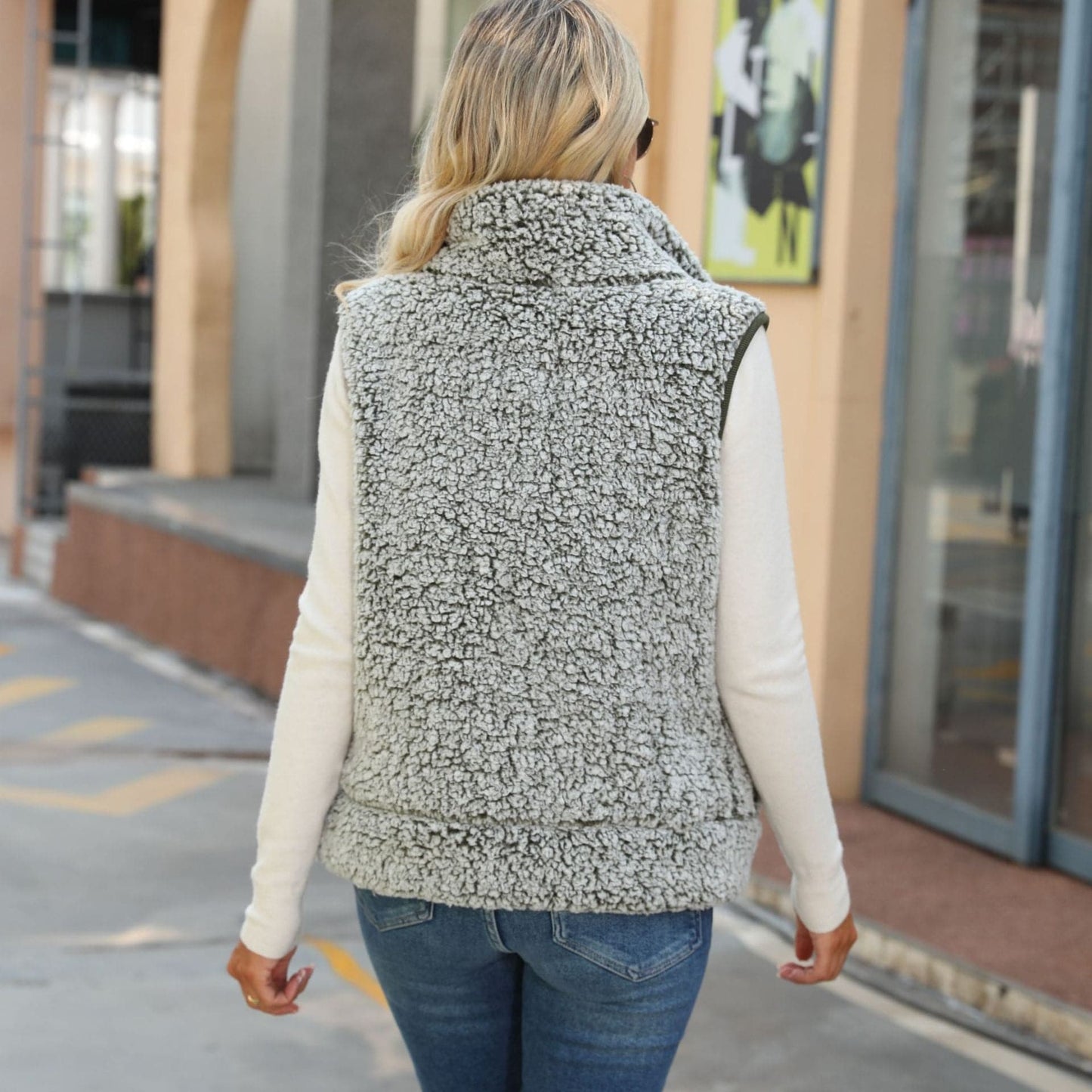 Cozy Bubble Velvet Vest Jacket for Women's Fall Fashion    