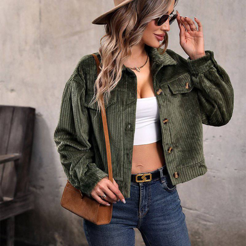 Cozy Corduroy Women's Coat for Fall and Winter    