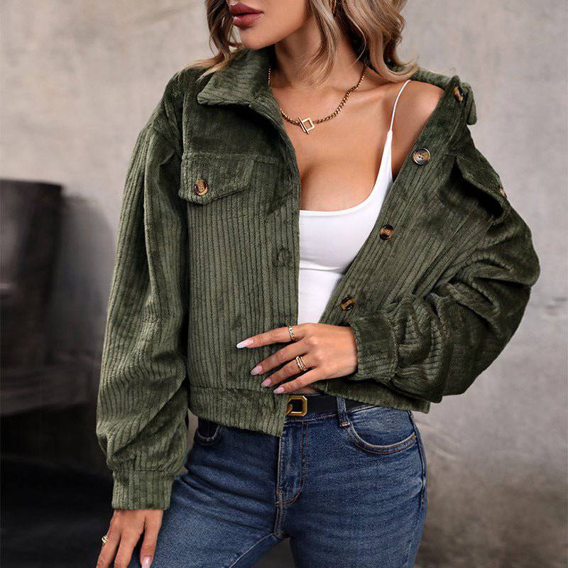 Cozy Corduroy Women's Coat for Fall and Winter    
