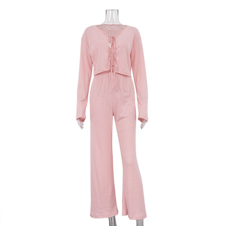 Cozy Cotton Long-Sleeve Pajama Set for Women  S Pink 