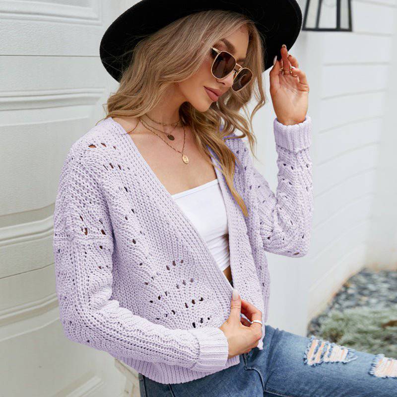 Cozy Hollow Out Cutout Sweater Cardigan for Autumn and Winter    