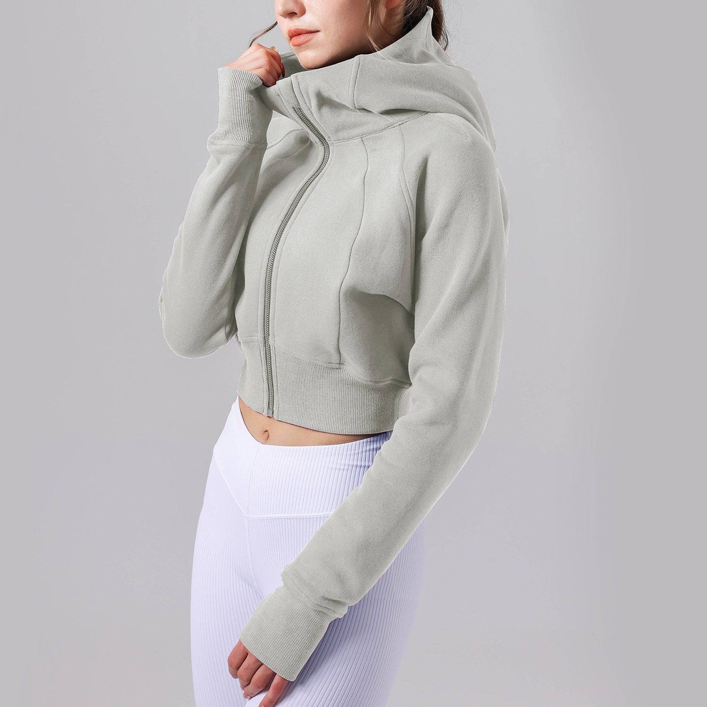 Cozy Hooded Fleece-Lined Yoga Sweater for Women  XS/4 heather grey 