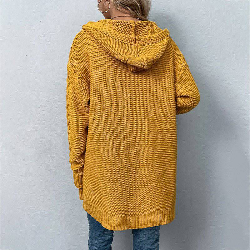 Cozy Hooded Knit Cardigan Sweater for Autumn and Winter    