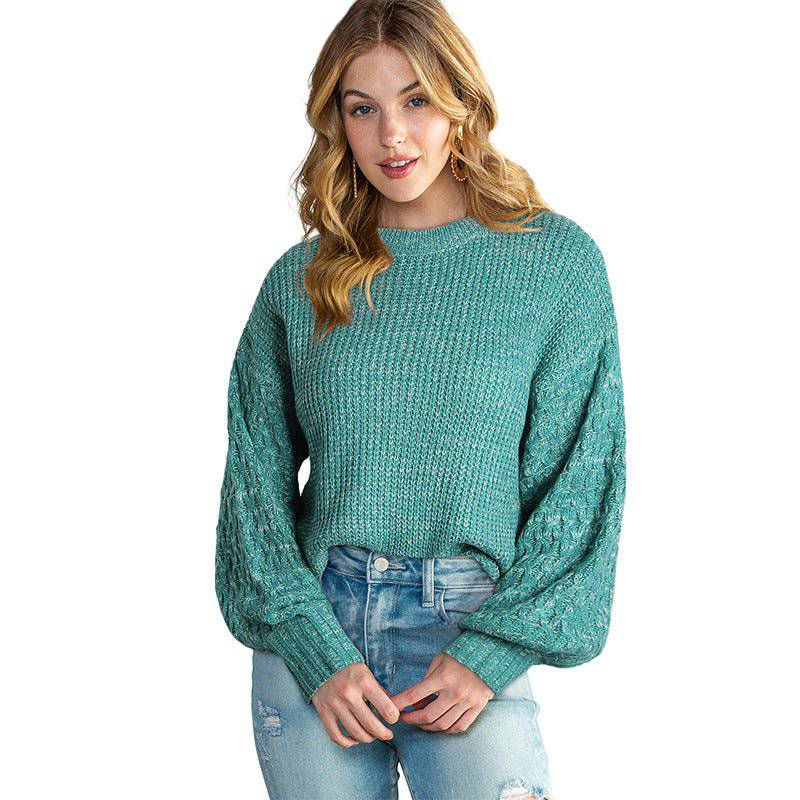 Cozy Loose Fit Cable Knit Sweater for Women  S Green 