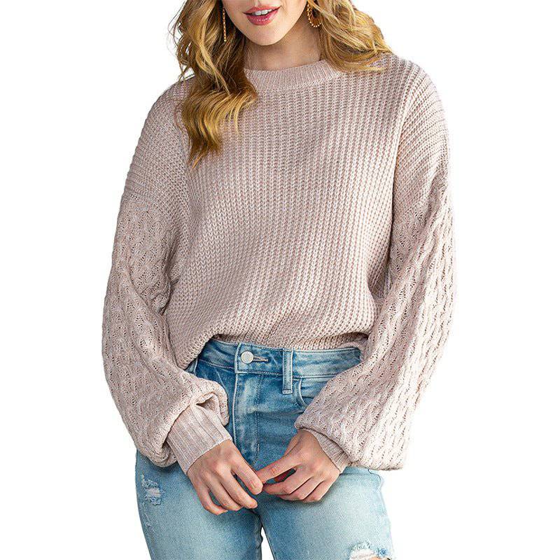 Cozy Loose Fit Cable Knit Sweater for Women  S Apricot 