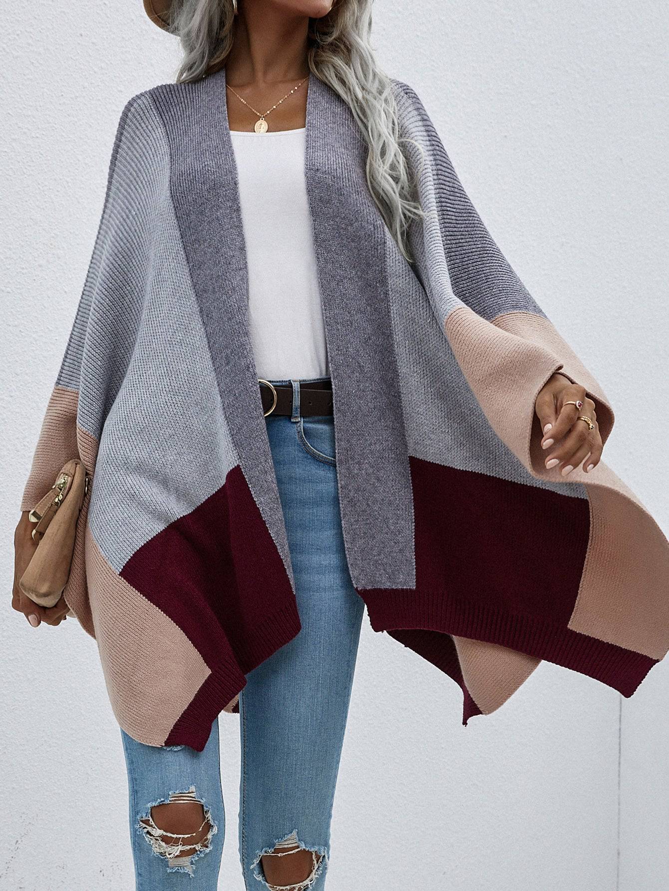 Cozy Plus Size Plaid Knitted Cardigan for Autumn/Winter  S Dark Grey 