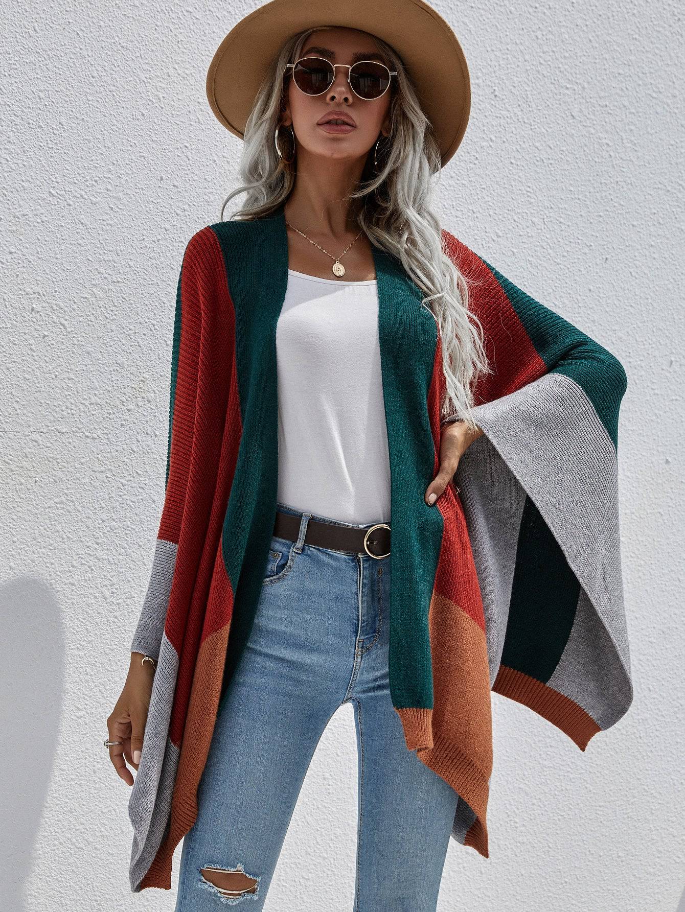 Cozy Plus Size Plaid Knitted Cardigan for Autumn/Winter  S blackish green 