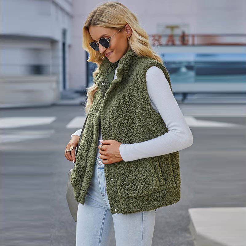 Cozy Solid Color Sleeveless Vest for Women - Perfect Addition to Your Winter Wardrobe    
