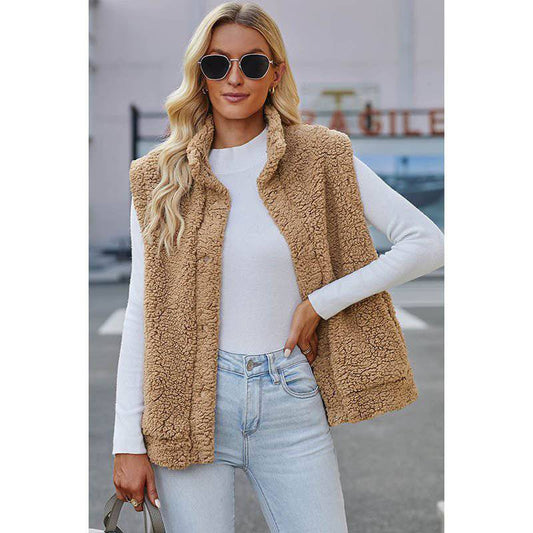 Cozy Solid Color Sleeveless Vest for Women - Perfect Addition to Your Winter Wardrobe    