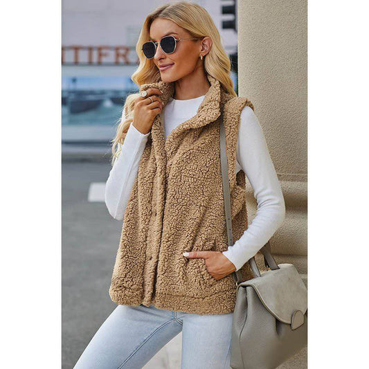 Cozy Solid Color Sleeveless Vest for Women - Perfect Addition to Your Winter Wardrobe    