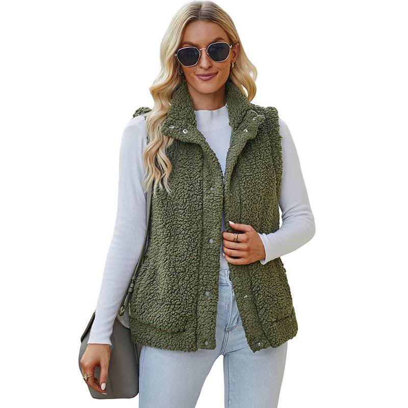 Cozy Solid Color Sleeveless Vest for Women - Perfect Addition to Your Winter Wardrobe  S Green 