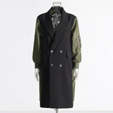 Cozy Stitching Contrast Long Trench Coat for Women - Stylish and Warm Autumn/Winter Trench Coat    