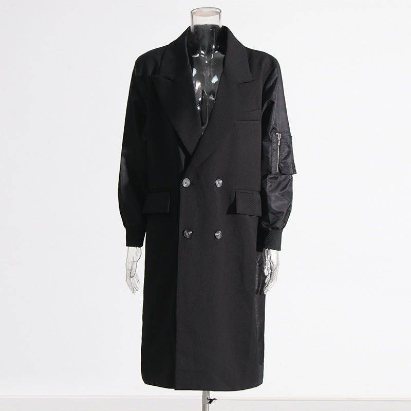 Cozy Stitching Contrast Long Trench Coat for Women - Stylish and Warm Autumn/Winter Trench Coat    