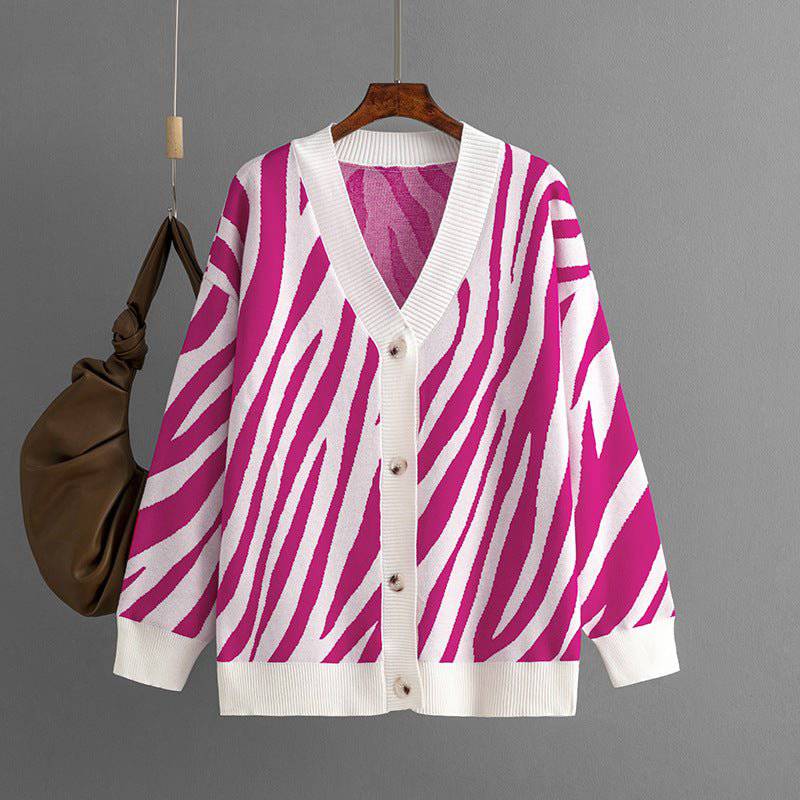 Cozy Striped Knitted Cardigan for Autumn and Winter    