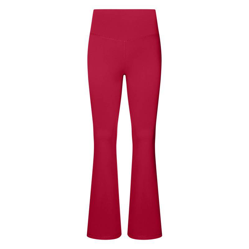 Cozy Up in High Waist Fleece-Lined Bell Bottom Yoga Pants  S Raspberry Color 