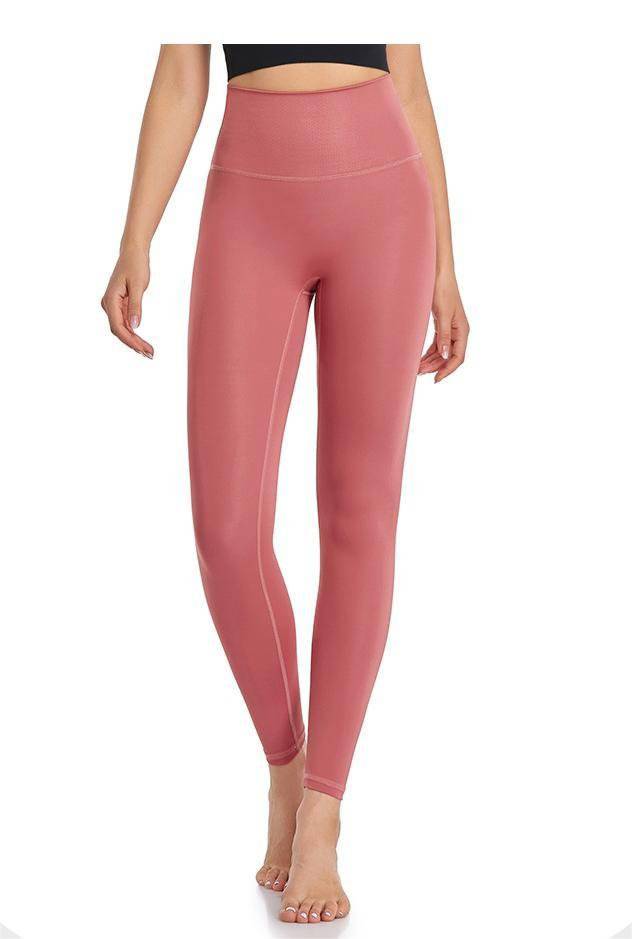 Curve-Enhancing High Waist Fitness Pants with Pockets  S Burgundy 