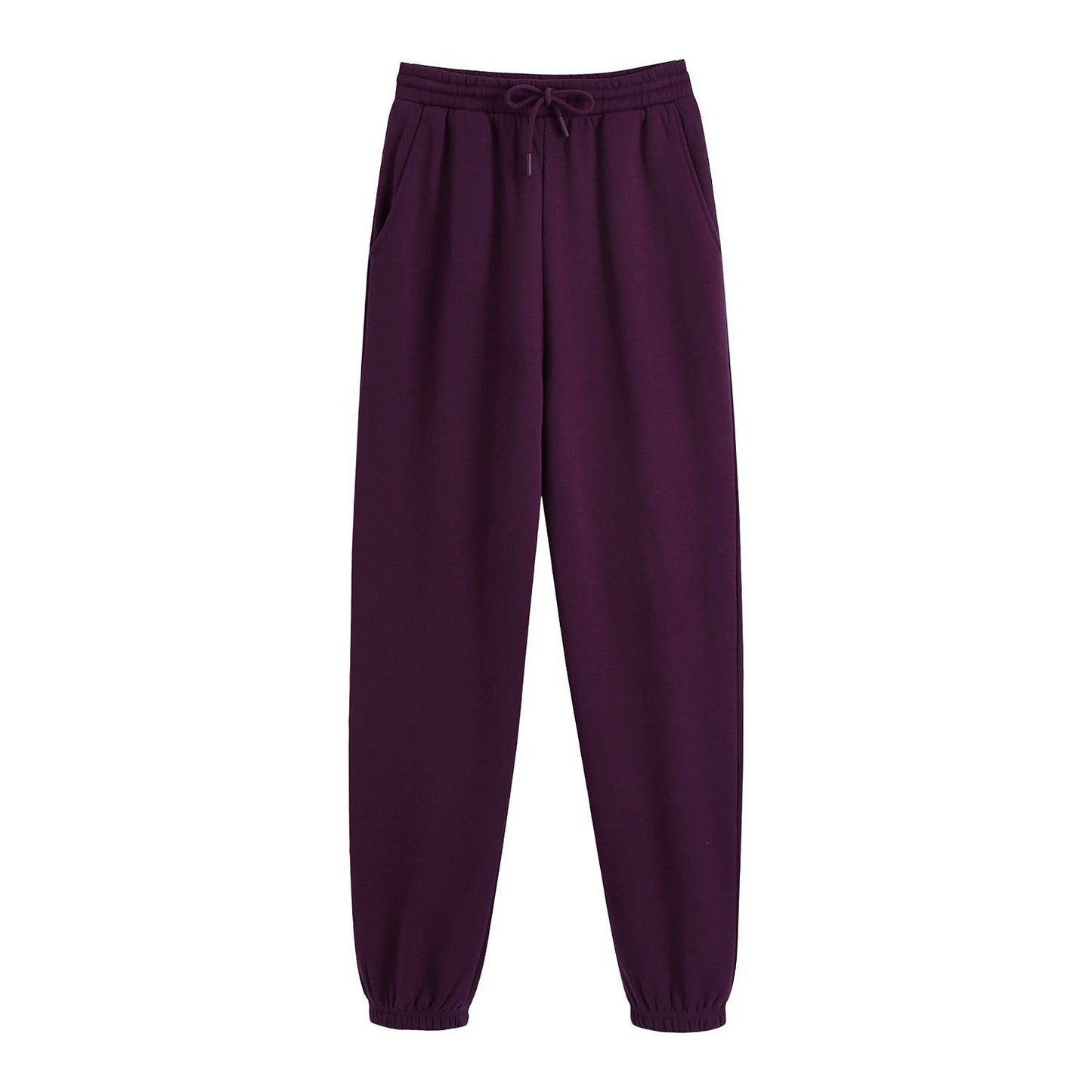 Elastic Waist Sandalwood Purple Cotton Sweatpants    