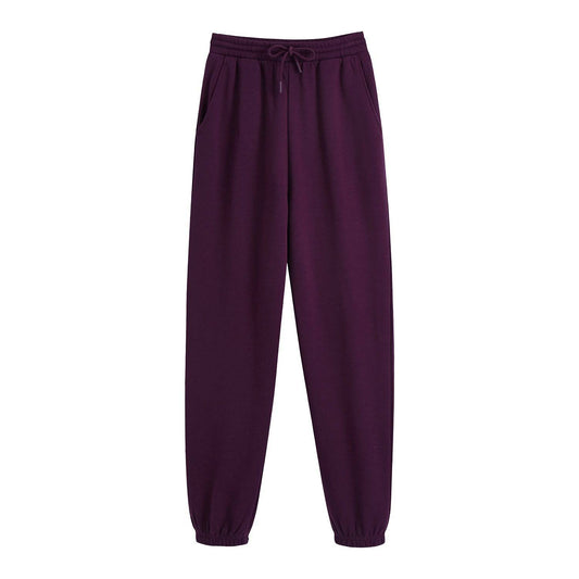 Elastic Waist Sandalwood Purple Cotton Sweatpants    