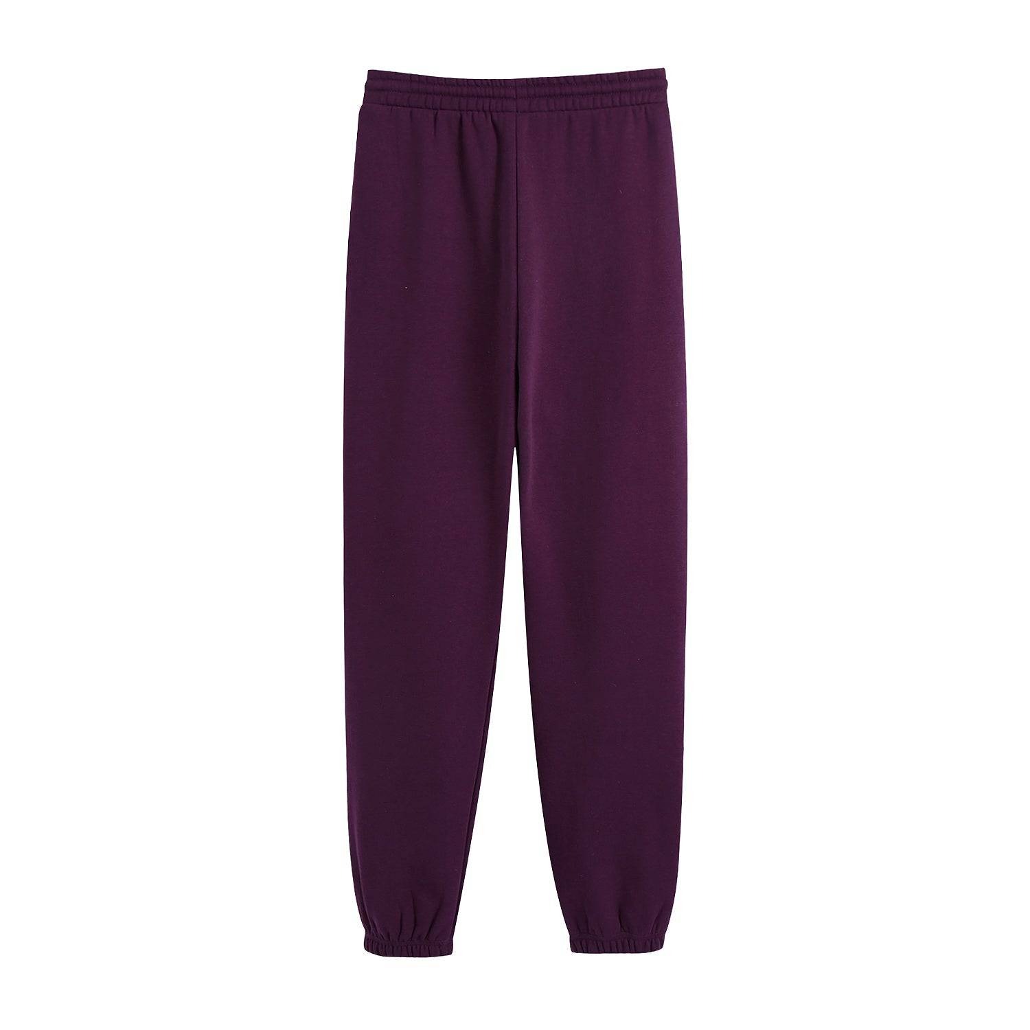 Elastic Waist Sandalwood Purple Cotton Sweatpants    