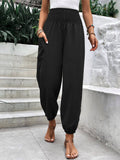 Elastic Waist Wide Leg Capri Pants for Women    