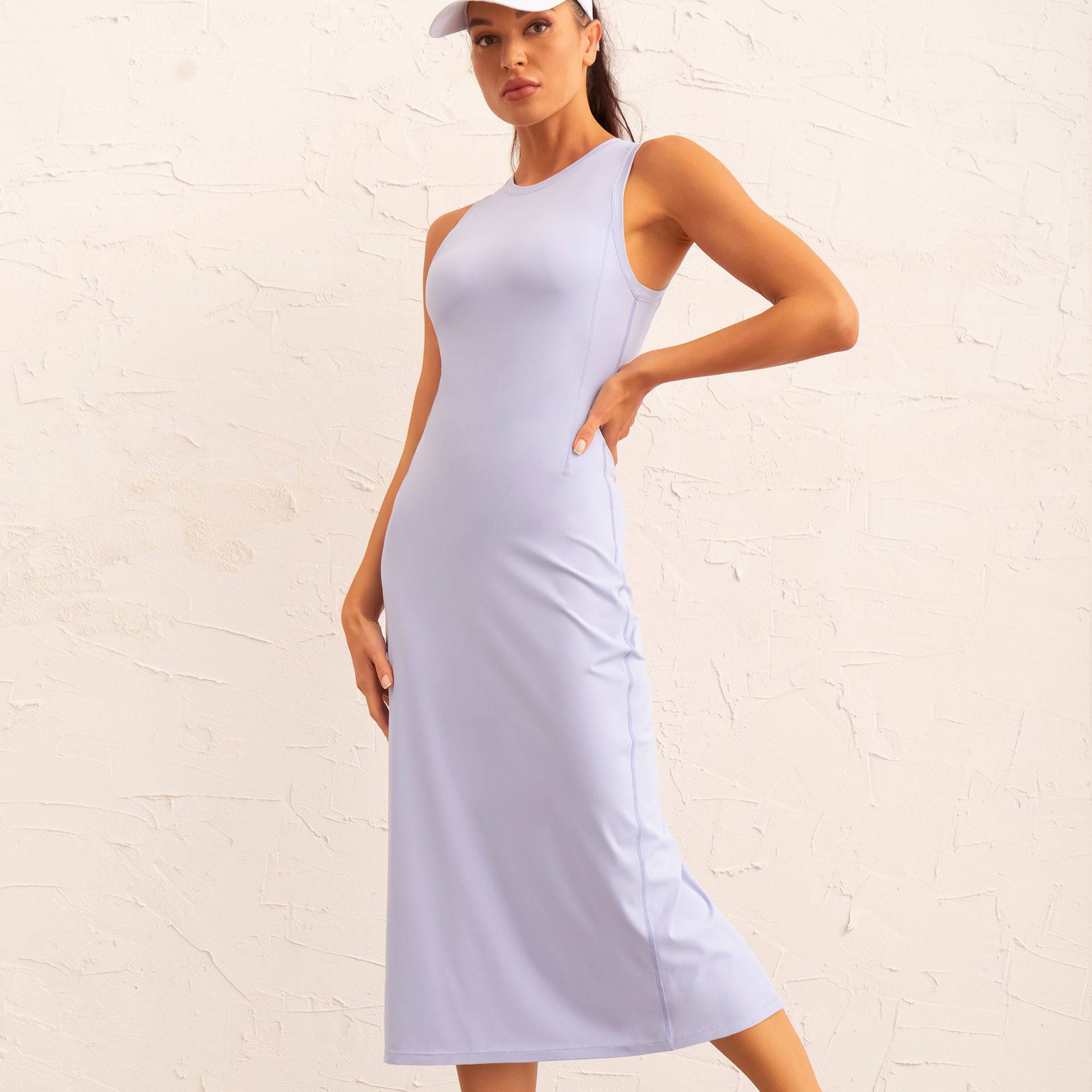 Elastic Yoga Dress with Back Slit for Women    