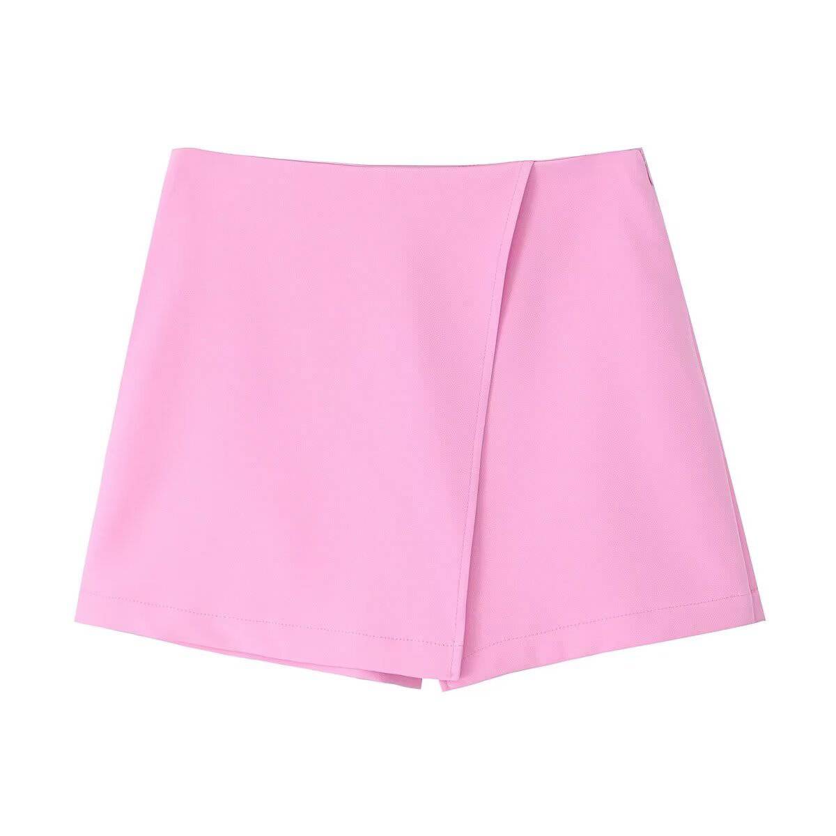 Elegant A-Line Asymmetric Culottes for Women  XS Pink 