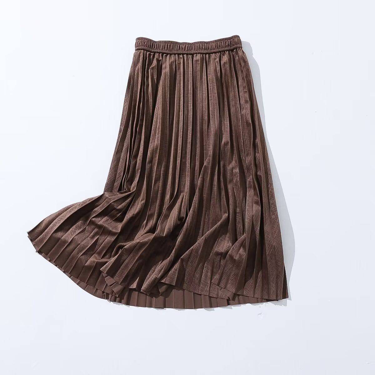 Elegant Autumn Velvet Pleated Skirt for Women    