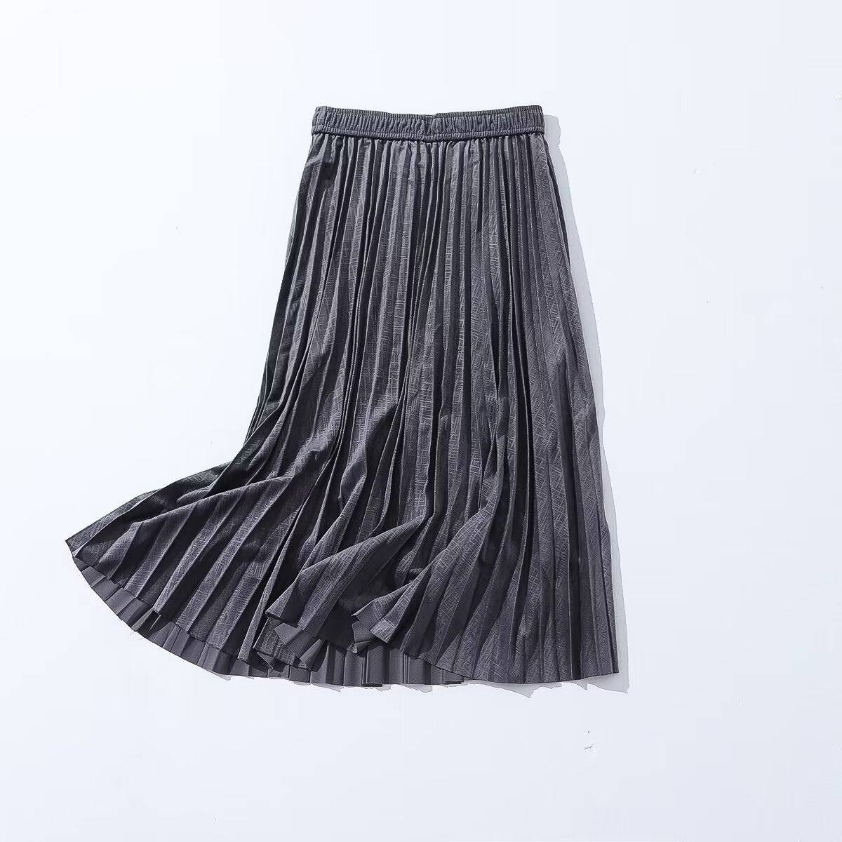 Elegant Autumn Velvet Pleated Skirt for Women    