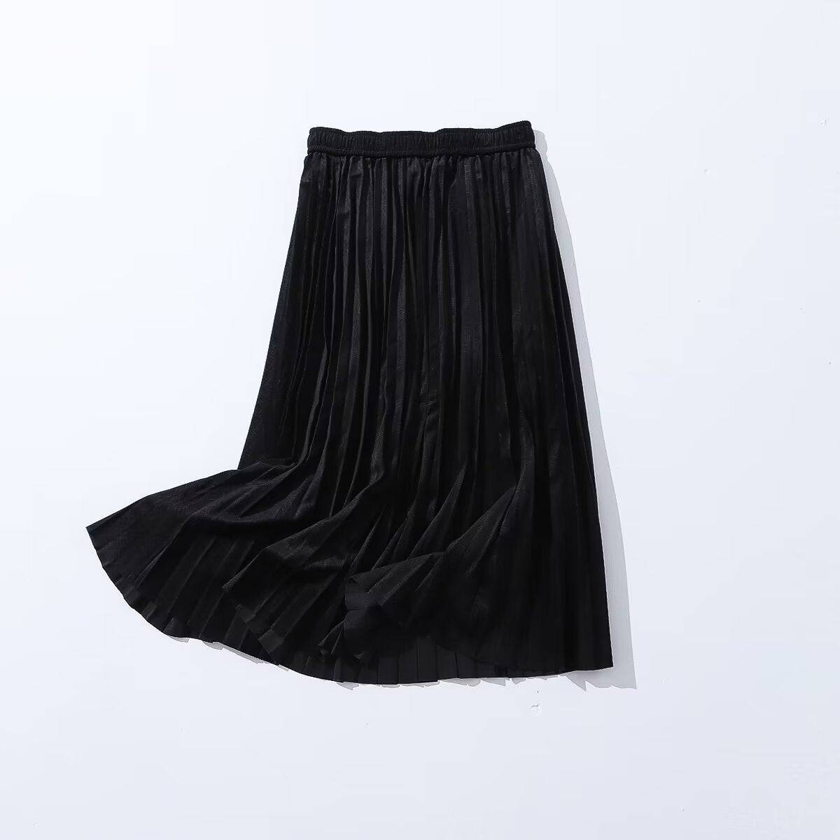 Elegant Autumn Velvet Pleated Skirt for Women    