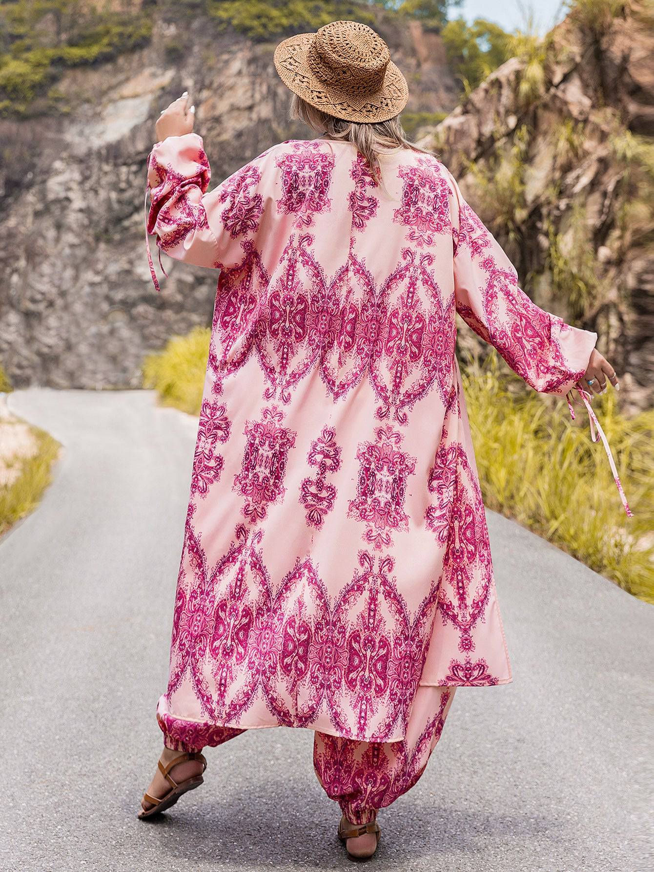 Elegant Autumn Winter Floral Suit for Plus Size Women    
