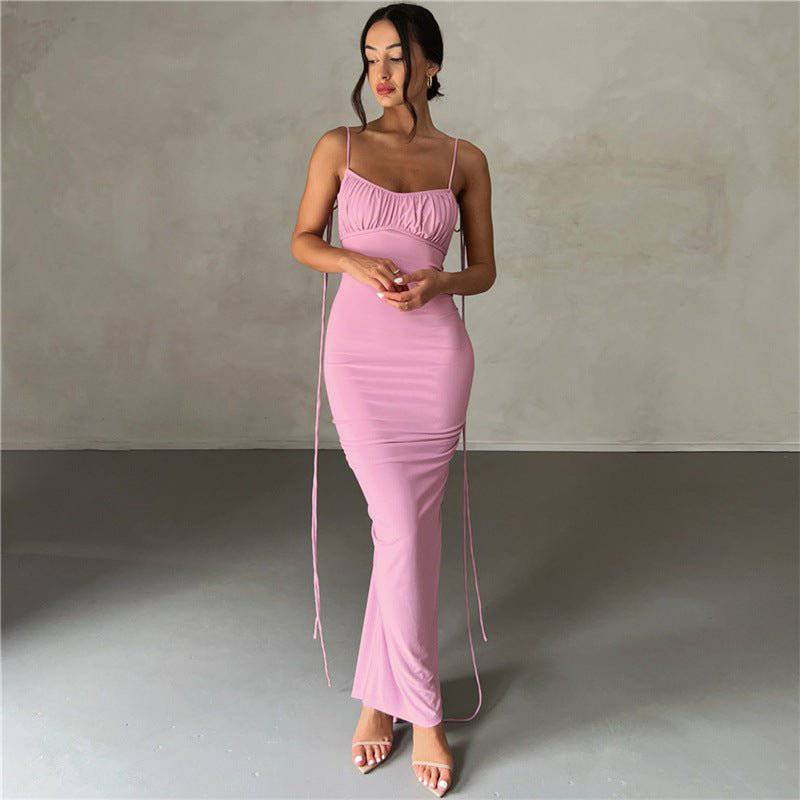 Elegant Backless Slim Fit Maxi Dress for Women's Summer Events    