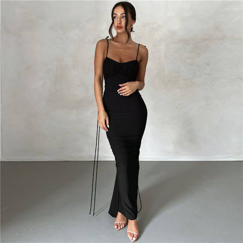 Elegant Backless Slim Fit Maxi Dress for Women's Summer Events    