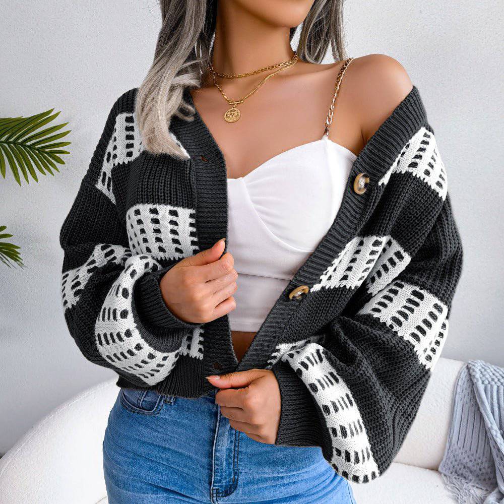 Elegant Cozy Lantern Sleeve Cardigan Sweater for Fall and Winter    