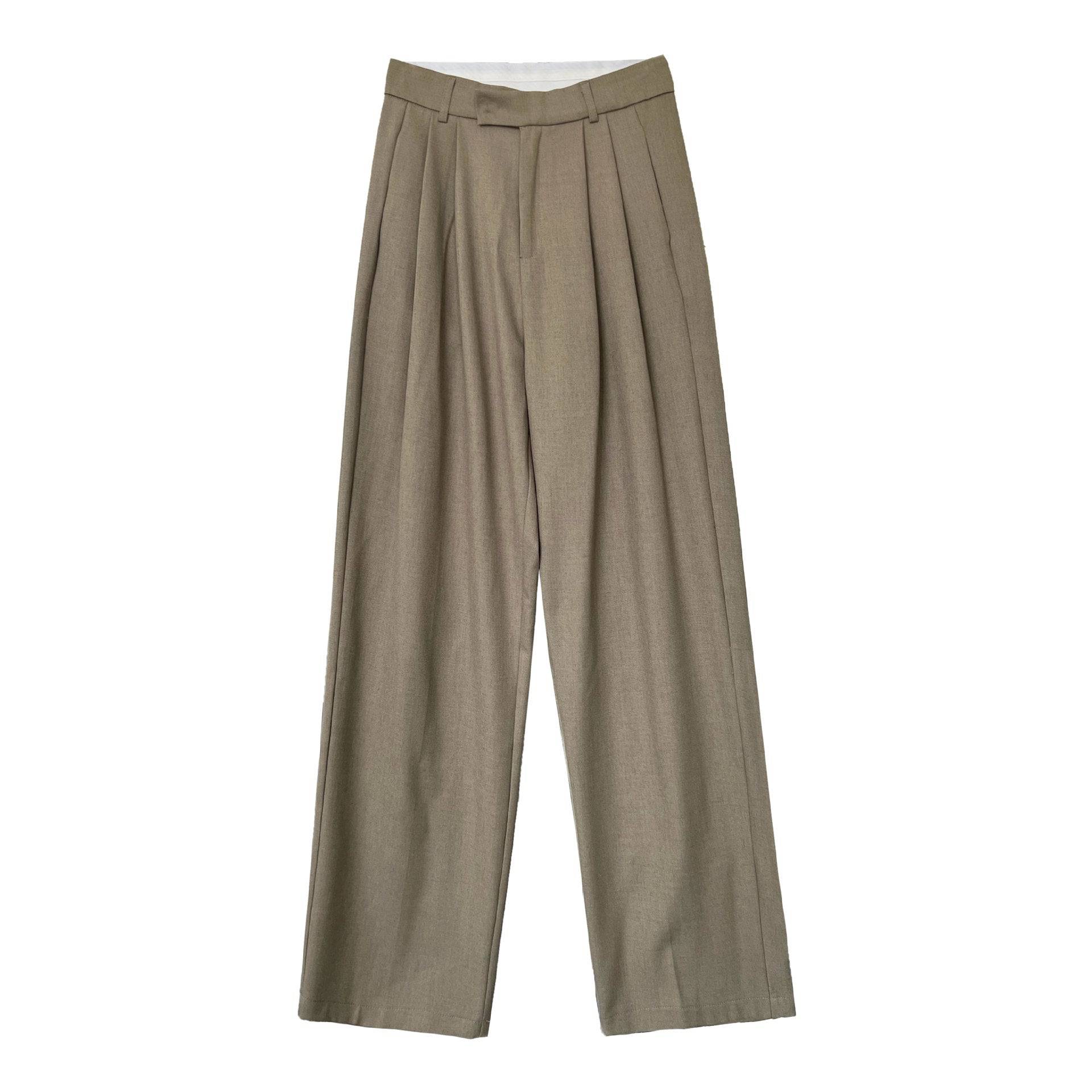 Elegant Faux Linen High-Rise Wide Leg Pants for Women    