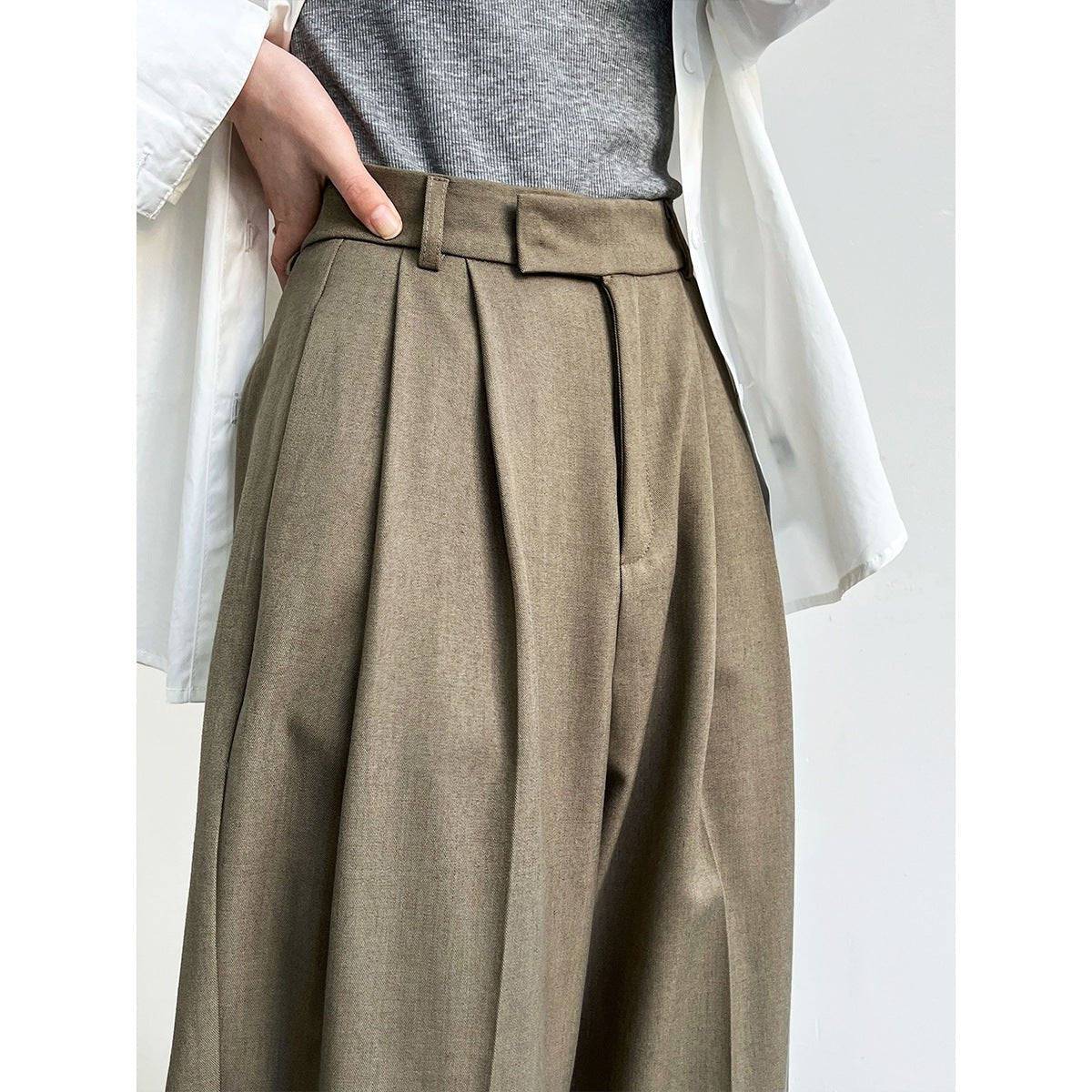 Elegant Faux Linen High-Rise Wide Leg Pants for Women    