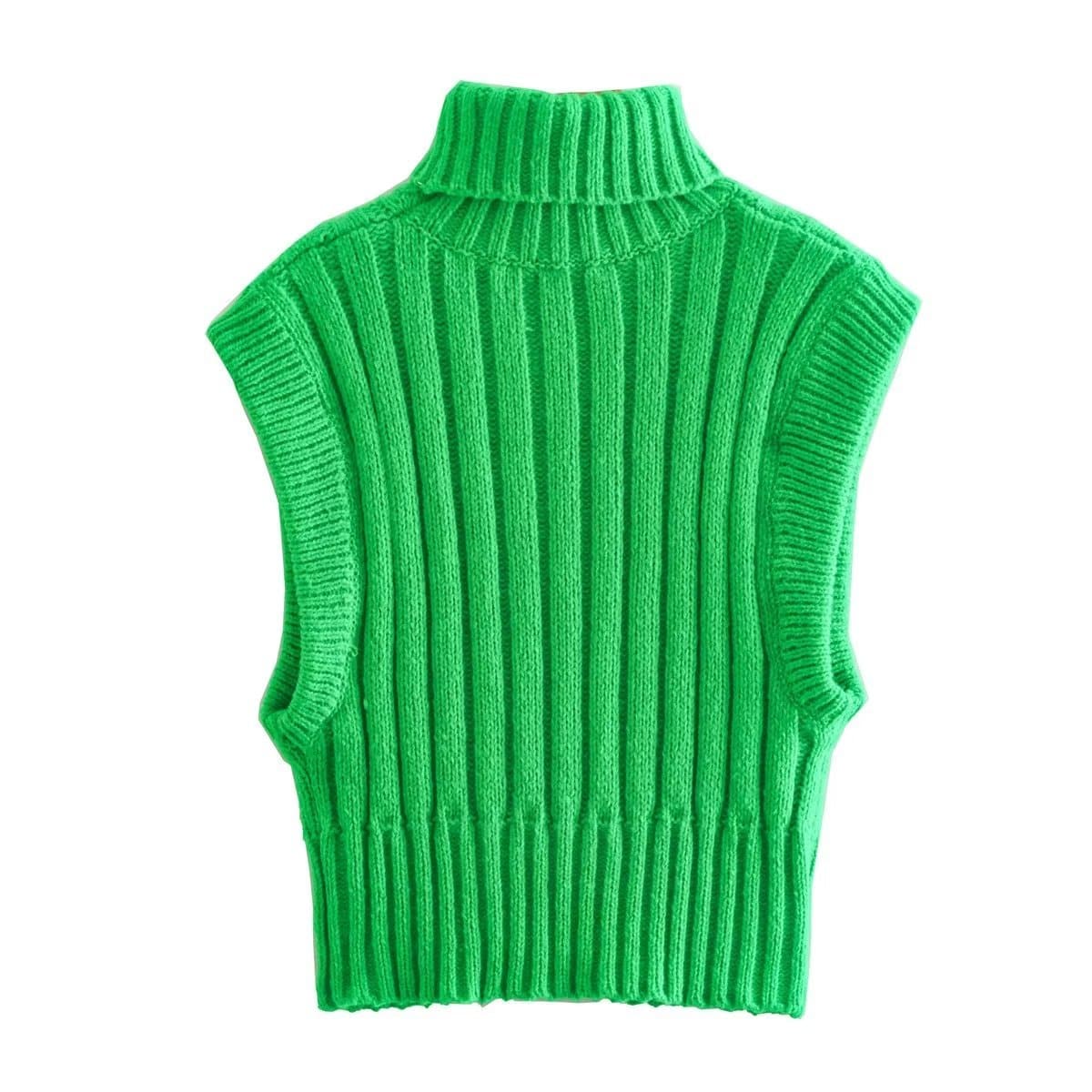 Elegant High-Neck Sweater Vest for Autumn and Winter    