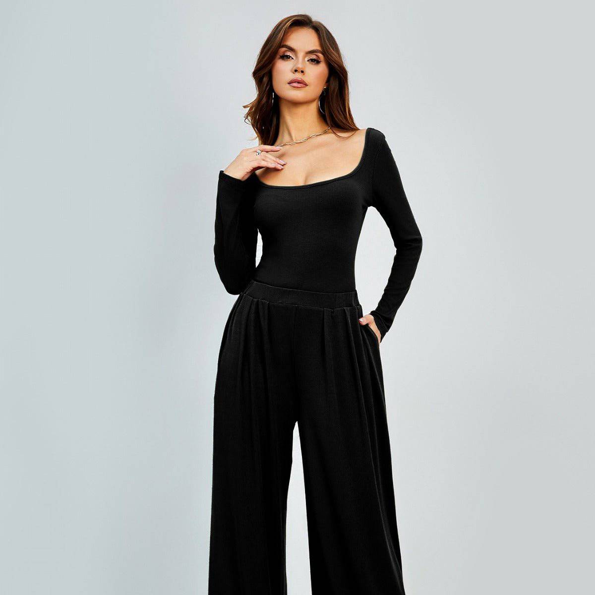 Elegant High Waist Loose Wide Leg Pants for Women    