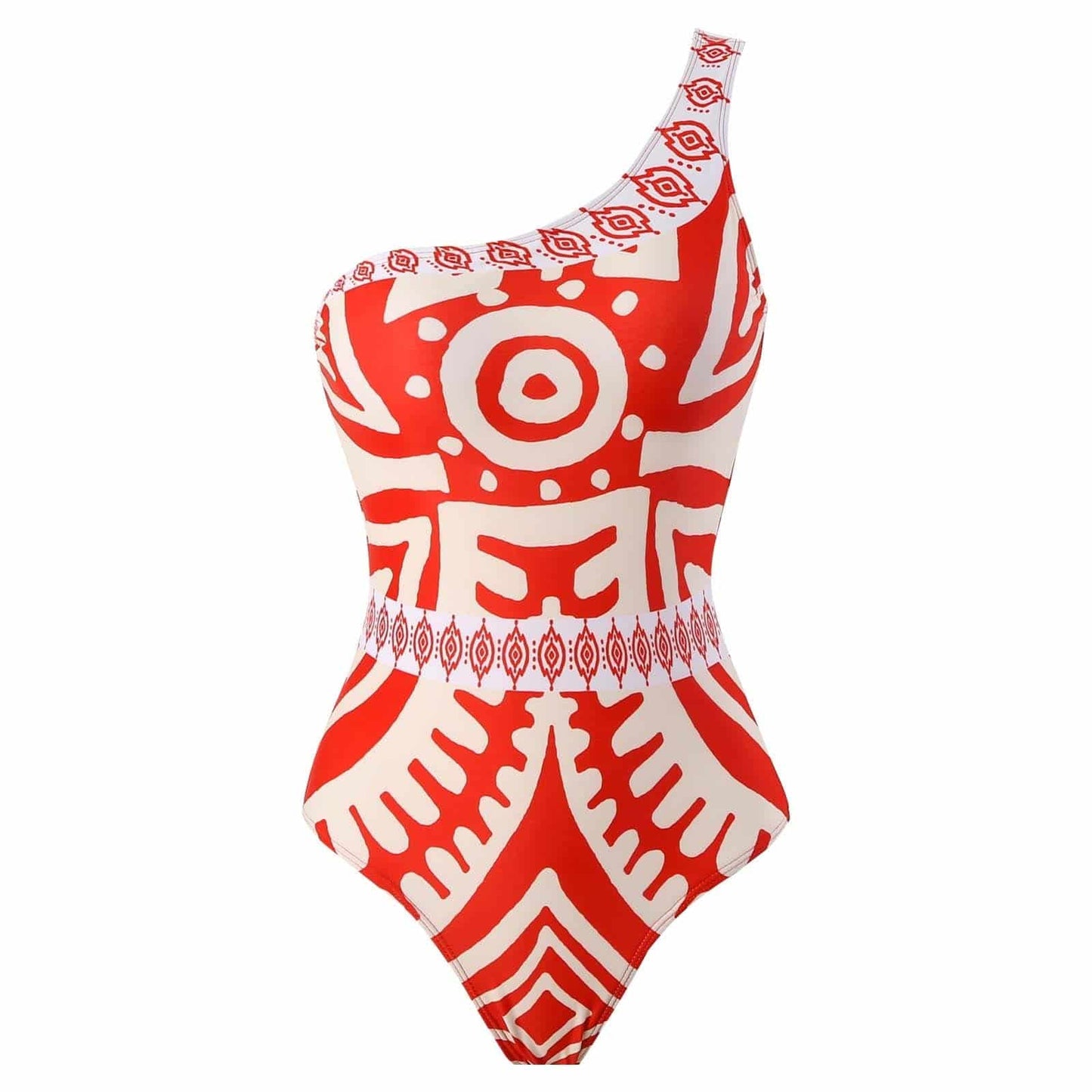 Elegant Lace-Up Swimsuit Set with Mesh Beach Pants  S Red 