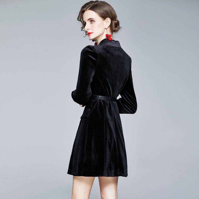 Elegant Pleuche Blazer Dress for Sophisticated Women    