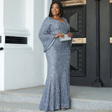 Elegant Plus Size Sequin Fishtail Maxi Dress for Curvy Women    