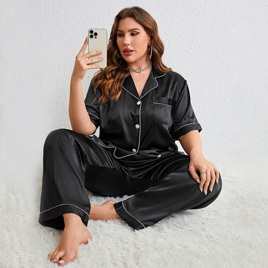 Elegant Plus Size Silk Pajama Set for Stylish Relaxation    