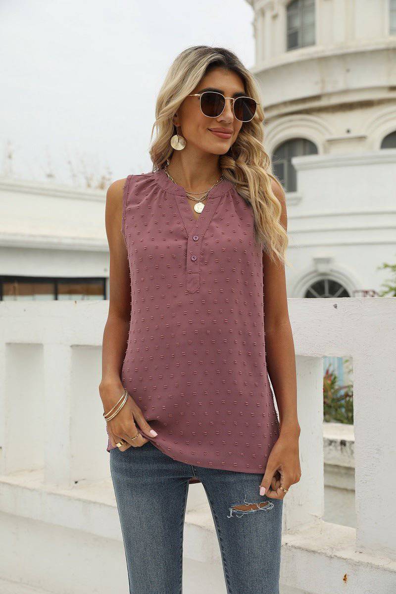 elegant Summer Chiffon Sleeveless Shirt for Women    