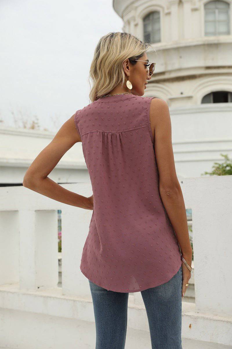 elegant Summer Chiffon Sleeveless Shirt for Women    